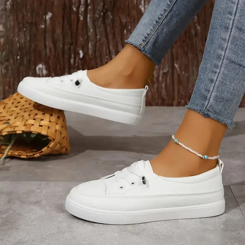 Wear-resistant Lightweight Breathable Solid Color Flat Sneakers Comfortable Casual Running Shoes Zapatillas Deportivas Mujer 250305