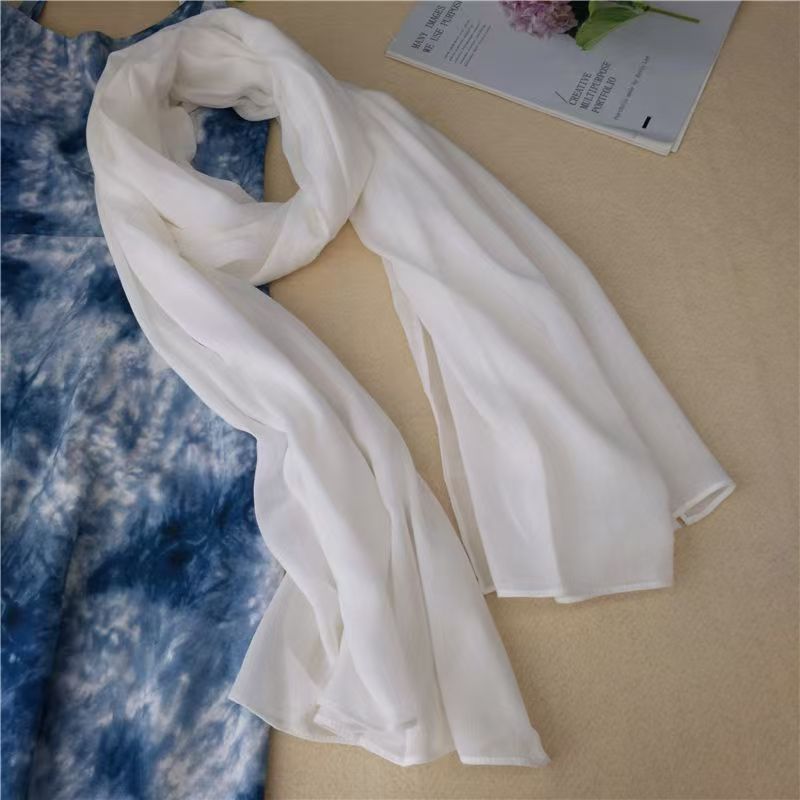 T237 cotton and linen scarf female 2025 spring and autumn thin hot Korean style solid color literary all-match shawl silk scarf neck collar