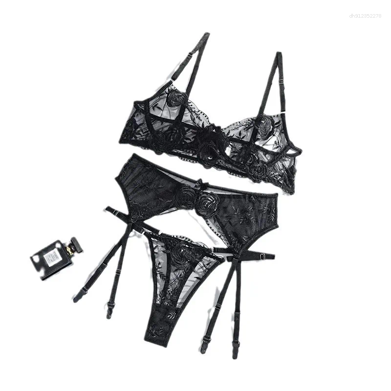 Bras Sets Sexy Underwear Brassiere Lingerie Women Set Lace Embroidery Push Up Bra Panties Deep V Gather Top