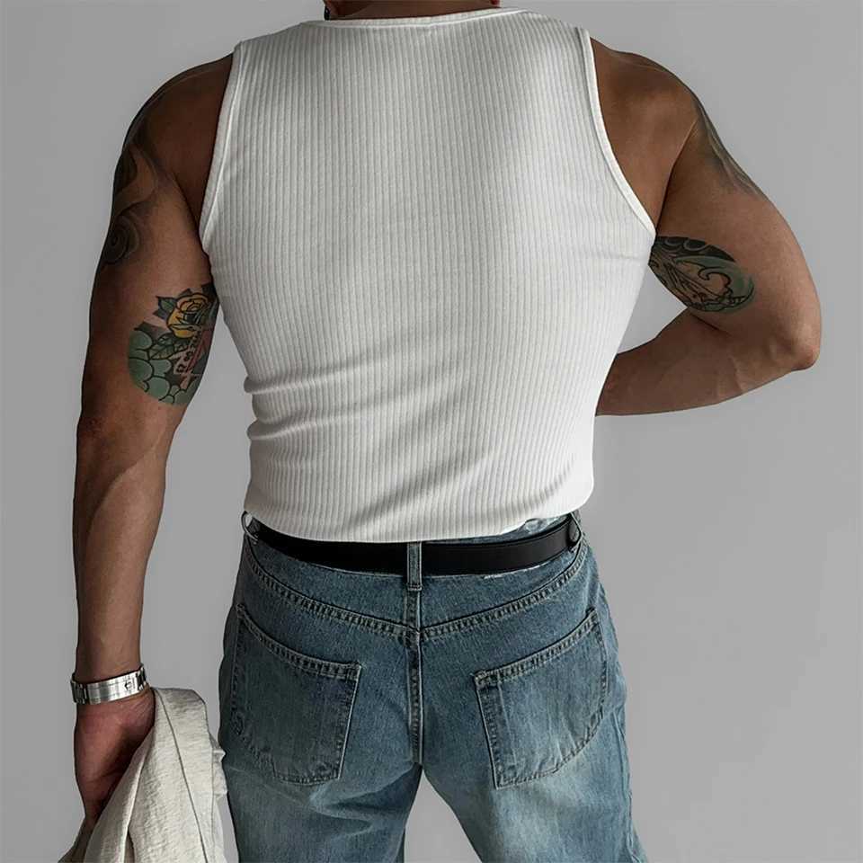 Mens Ribbed Sleeveless Tank Top Activewear Fitness Sports Bodybuilding Vest TopT250318