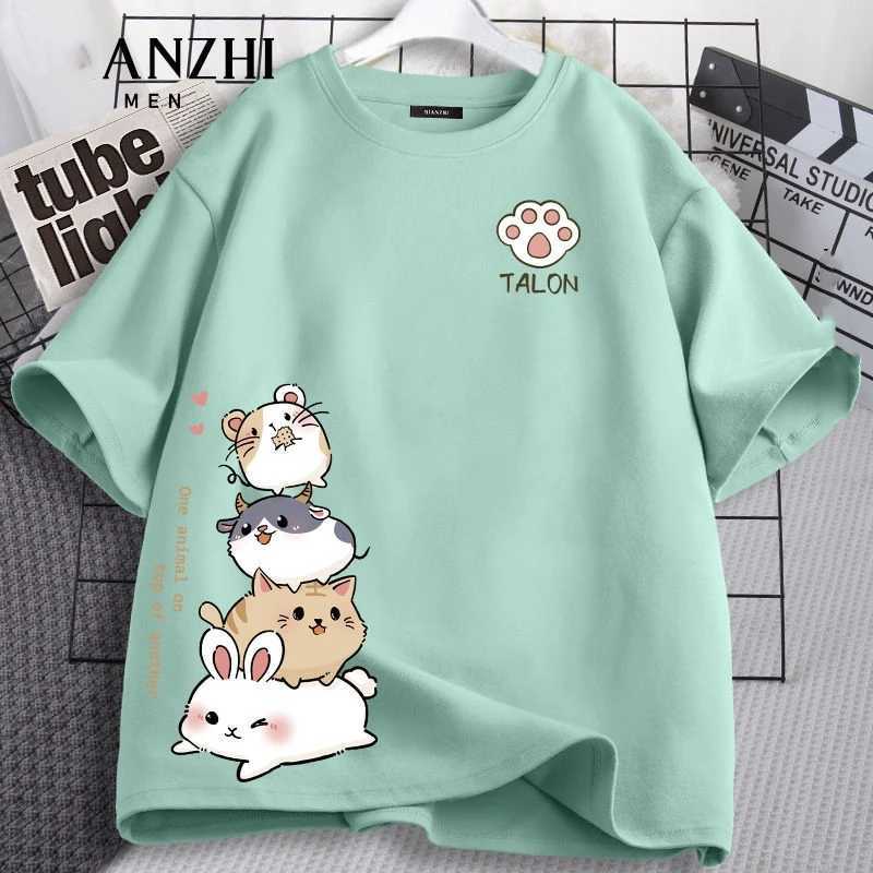 Kids Summer Cotton Short Sleeve T-Shirt Top Cute Critter Print Girls School T-Shirt Home Soft Pajama T-Shirt Street Tee TopsT250306