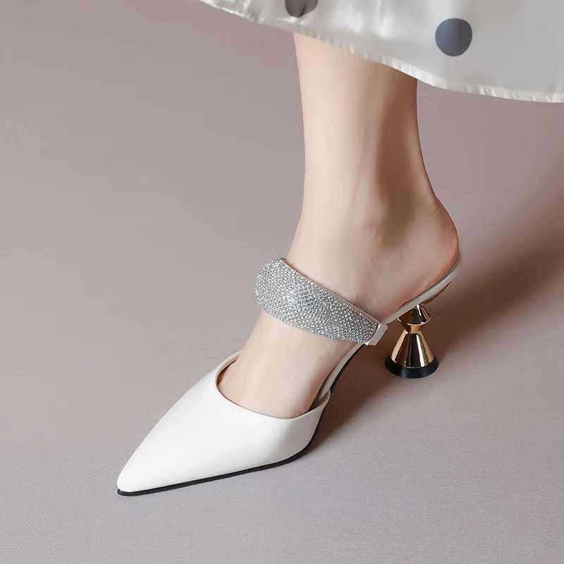 Wens shoes 2024 autumn flip flops high h transparent heel rhines outdoor sandals elegant fem slippers Big Size 45 Y250306
