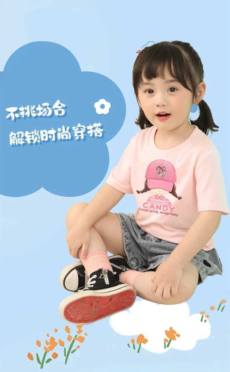 Childrens Short Sleeve Modal T-shirt Little Girls Fashion Half Sleeve Top Girls Pink Top Trend Girl Clothes Boys ClothesT250306