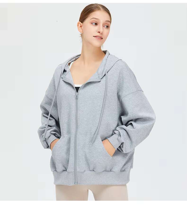 Wholesale High Quality Women's Drawstring Hooded Sports Jacket Custom 100% Cotton Casual Hoodie