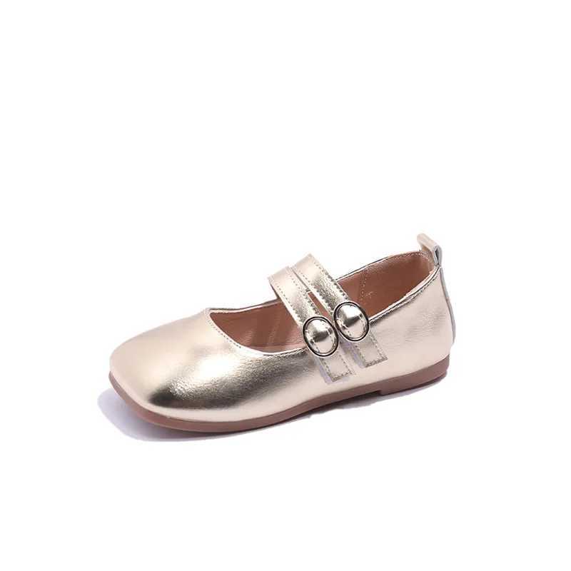 Little Girls Leather Shoes 2023 Summer Korean Style Fashion Kids Silver Performance Shoes Gold Soft Children Casual Shoes SimpleT250306