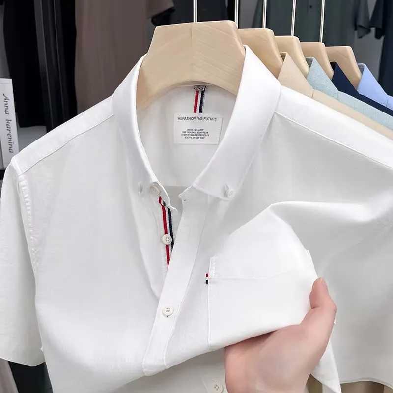 High quality short sleeve shirt men fashionable simple pocket design brand solid color summer new business casual mens clothing X250306