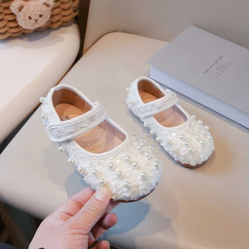 Spring Girls Princess Shoes Sequins Beading Elegant Toddler Kids Ballet Flats Flexiable Wedding Shallow Children Mary JanesT250306