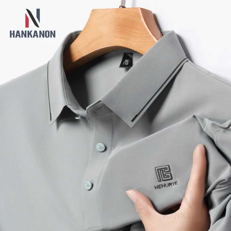 Grey mens cool shirt business casual polo shirt 2024 summer new seamless T-shirt fashionable and popular lapel short sleeved shirt X250306