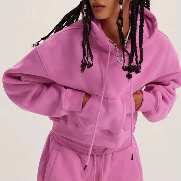 Women's Long-Sleeved Hoodie Sexy Sportswear Front Breathable Knitted Fabric Sustainable Anti-Shrink Crop Cut Autumn Winter