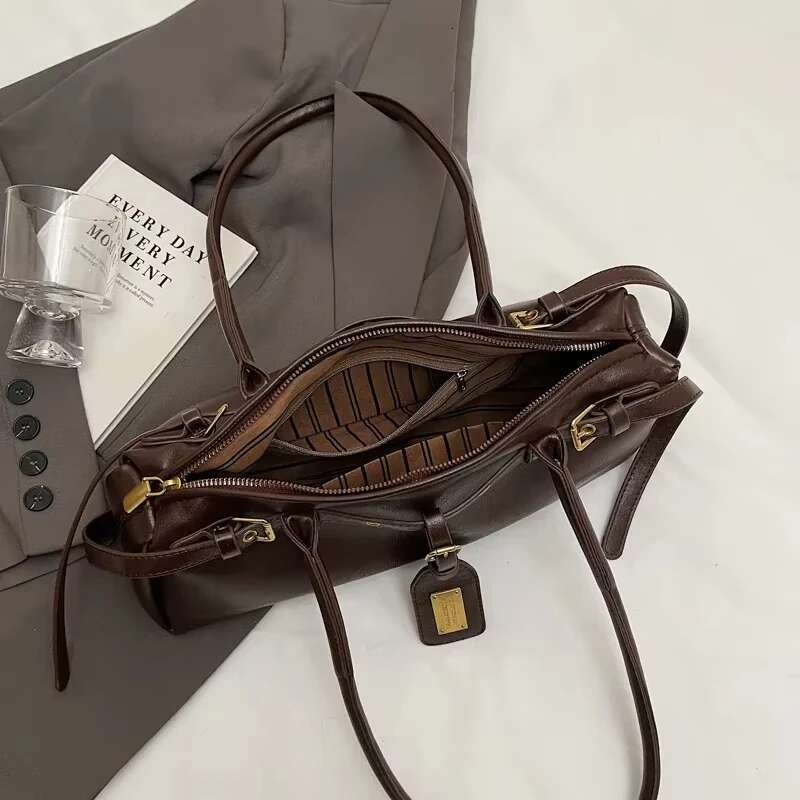 Belt Design Small PU Leather Shoulder Bags Women 2024 New Y2k Korean Fashion Retro Underarm Trend Simple Tote Bag Handbags
