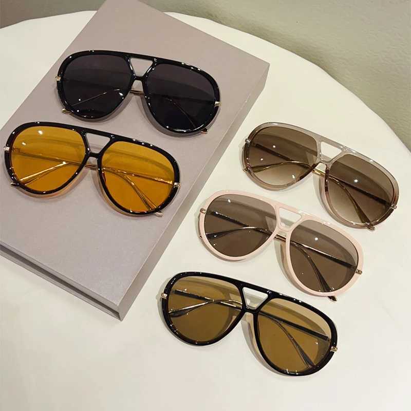 KAMMPT Oversized Pilot Sunglasses 2025 New in Vintage Double Bridge Sun Glasses Women Trendy Luxury Brand Design Outdoor ShadesXJ250306