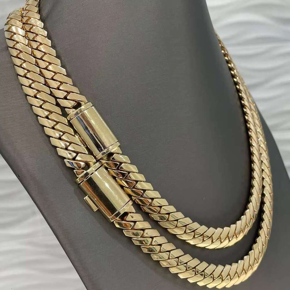 Hip Hop 12Mm Chain Sterg Sier Gold Plated Necklace Men Cuban Ks Chains