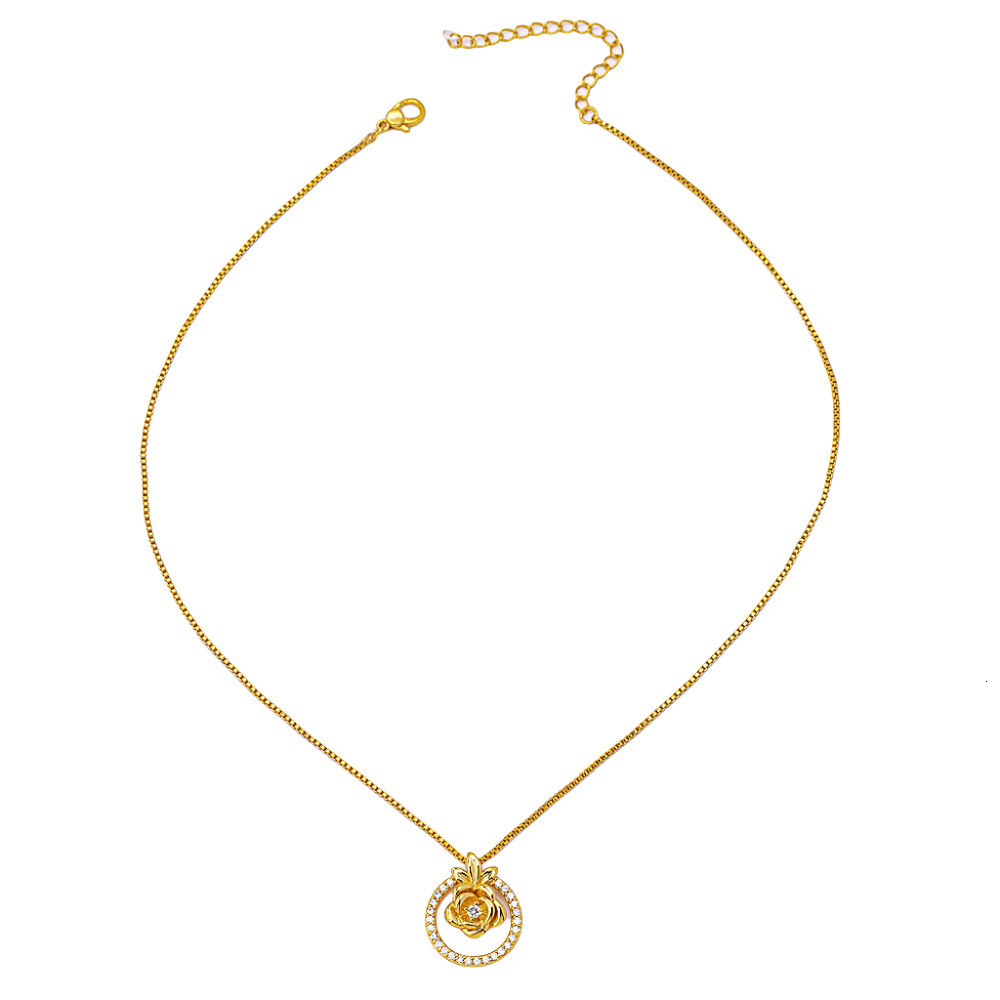 Vintage Original Niche Design Brass Gold-plated Rose Flower Pendant Necklace Necklaces For Women
