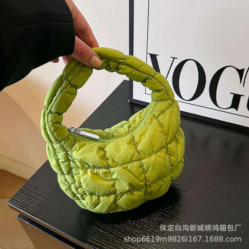 Korean Pleated Grid Cloud Armpit Bag New Down And Cotton Jacket Stylish Mini Handbag