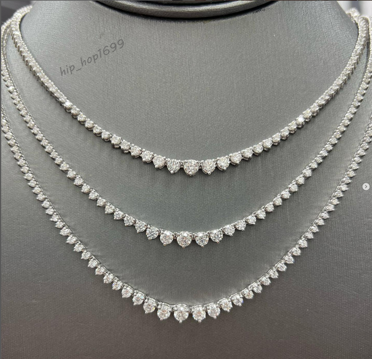 Fashion Design Small to Big 3 Prong Round Moissanite Tennis Chain S925 Sterling Silver Iced Out Moissanite Chocker Necklace