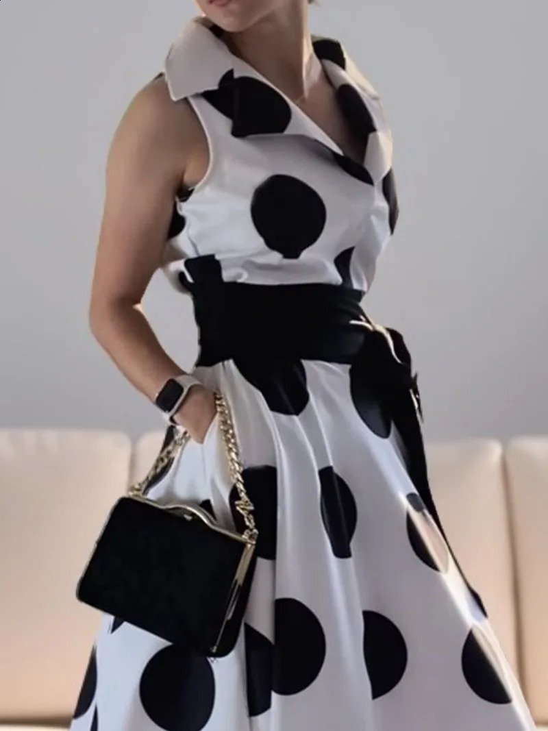 Modigirl Summer Ladies Polka Dots Elegant Dress Daily XLine Shirt for Women Party Evening Prom Dresses 250228