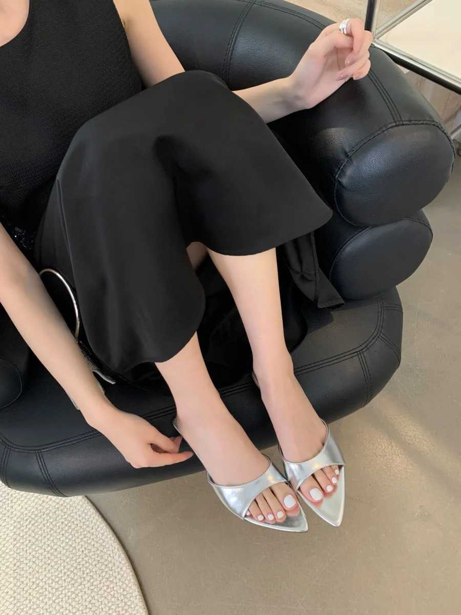 Womens slippers with thin toes high heels shallow rubber flip cover high in summer 2025 Y250306