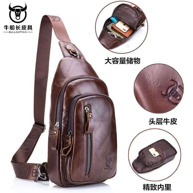 Brand 100% Genuine Leather Crossbody Leather Shoulder Men Chest Bags Fashion Travel Handbags Man Messenger Bag Male