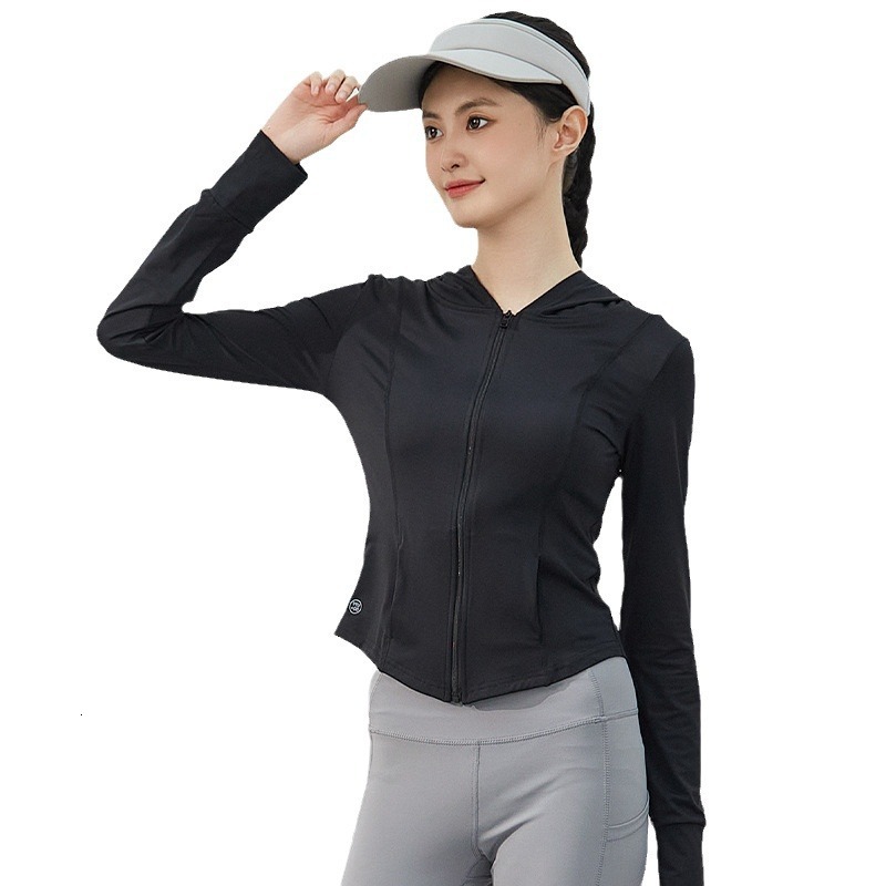 tracksuit Slim standing collar original yarn sun suit slim fit hood for women, breathable and UV resistant UPF50+sun protection shirt