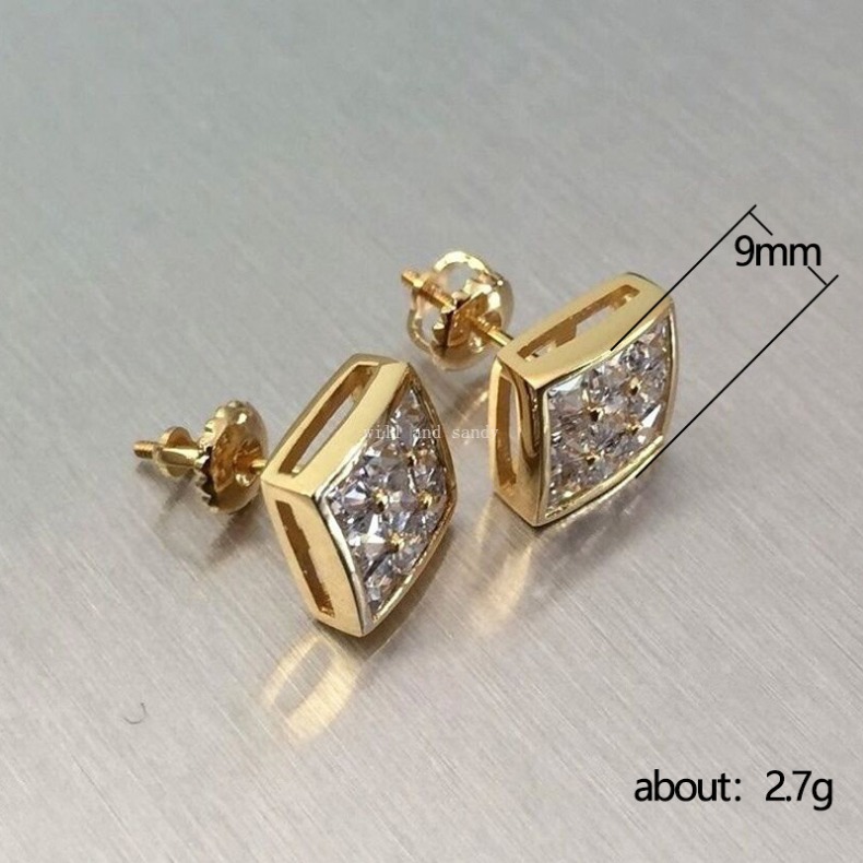 Bling Diamond Square Cubic Zircon Stud Earrings Sterling Silver Plated Owl Heart Water Drop Charm Earring Cuff Jewelry for Women Engagement Wedding Bi
