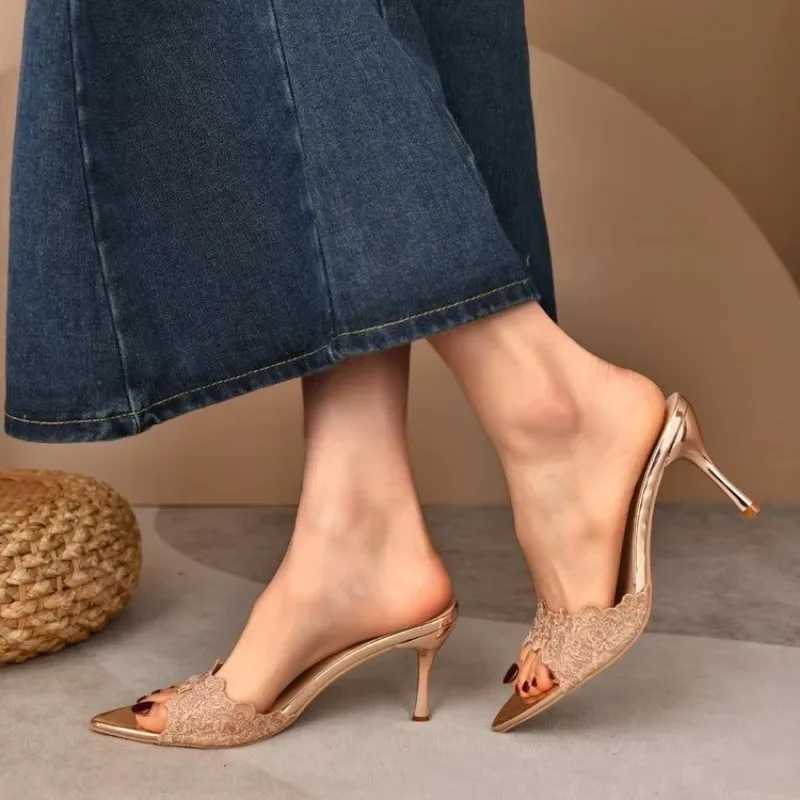 Summer High-heeled Slippers Wens Elegant New Sandals Stylish Stiletto H Luxury Designer High H Womens Shoes Y250306