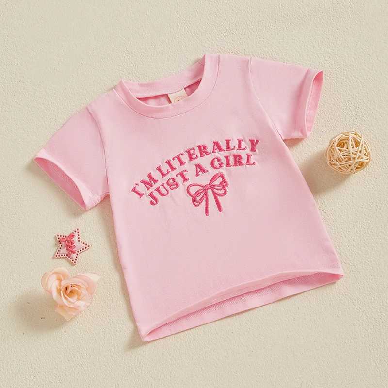 FOCUSNORM 0-3Y Infant Baby Girls Summer T Shirts Short Sleeve Bow Letter Embroidery Print Pullover Lovely Tops T250603