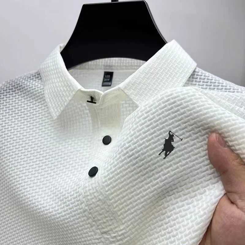 2025 new summer high quality casual mens ice silk short sleeve POLO shirt fashion outdoor comfortable breathable top T-shirt X250306