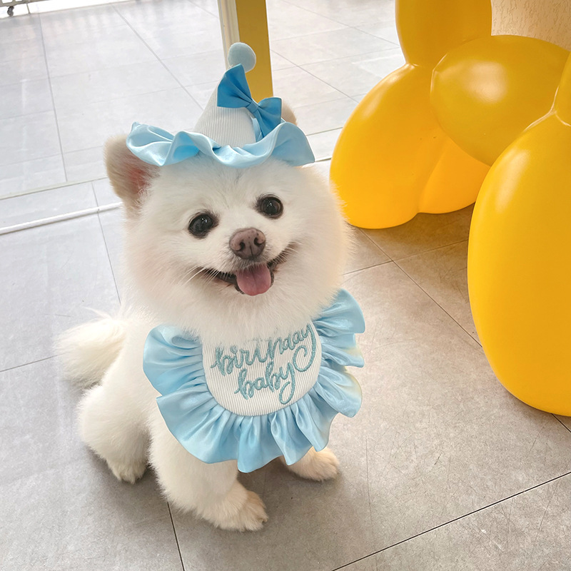 Lovely Style Dog Bandanas Party Accessories with Birthday Hat Pet Products Supplies Designer Dog Apparel