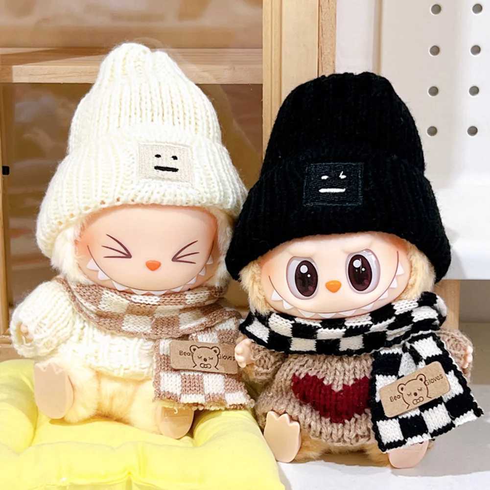 For 17cm Labubu V1 V2 Outfit Doll Clothes Fashion Clothes Hoodies Color Match Hoodies Casual Plaid Overalls Dolls AccessoriesT250306