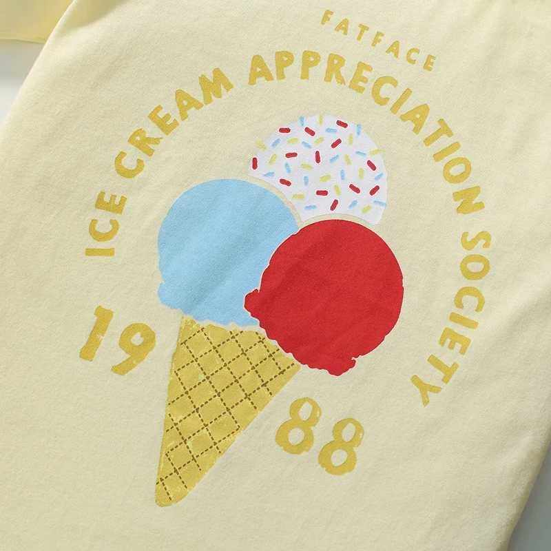 Little maven 2025 New Summer Korean Childrens Clothing Cute T-shirts Cartoon Ice Cream Print Baby Girls Cotton Tees Kids TopsT250306