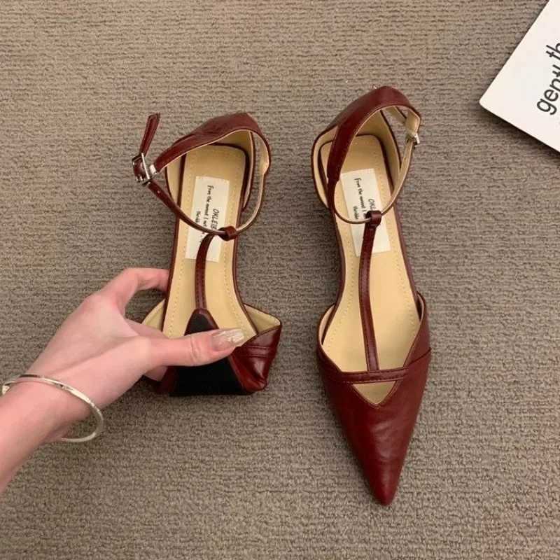 Spring New Wen Sandals Fi Pointed Toe Shallow Ladies Elegant Slingback Shoes Thin Low Heel Outdoor Dress Pumps Y250306