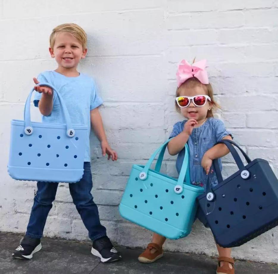 Small EVA Waterproof Summer Storage Basket Mini Beach Women Shopping Picnic Rubber Jelly Tote Bogg Bag Kid Purses FY1020 0306