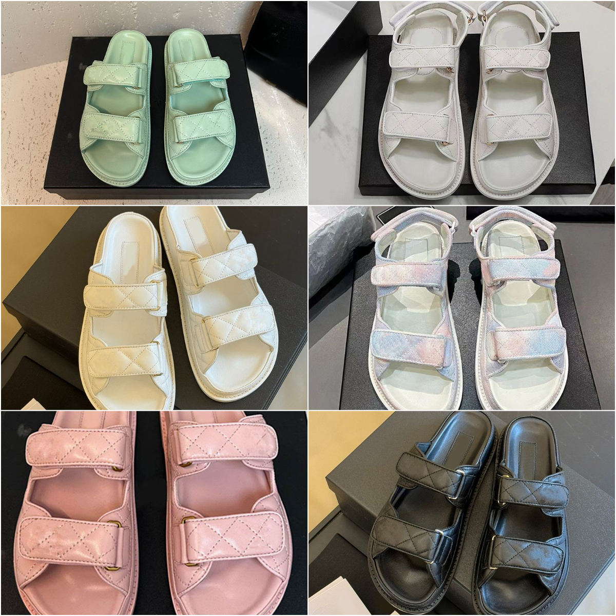 Women shoes calfskin dad sandals quilted summer designer sandles shoes platform beach sandals flats low heel diamond buckle sandal slip on ankle strap flip flop