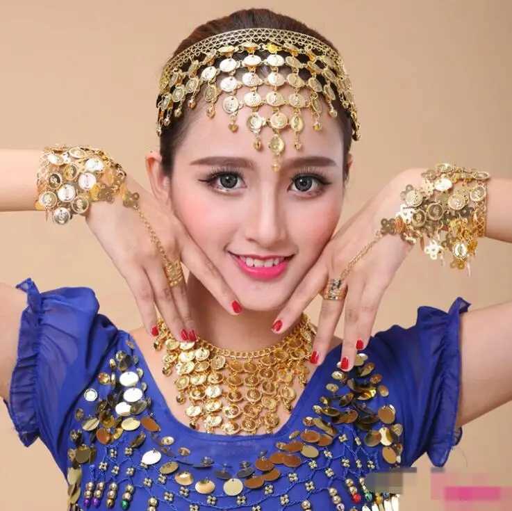 Indian Jewelry Accessories Gold Finger Bracelet Shining Red Crystal Girl Belly Dance Bracelet Jewelry X250306