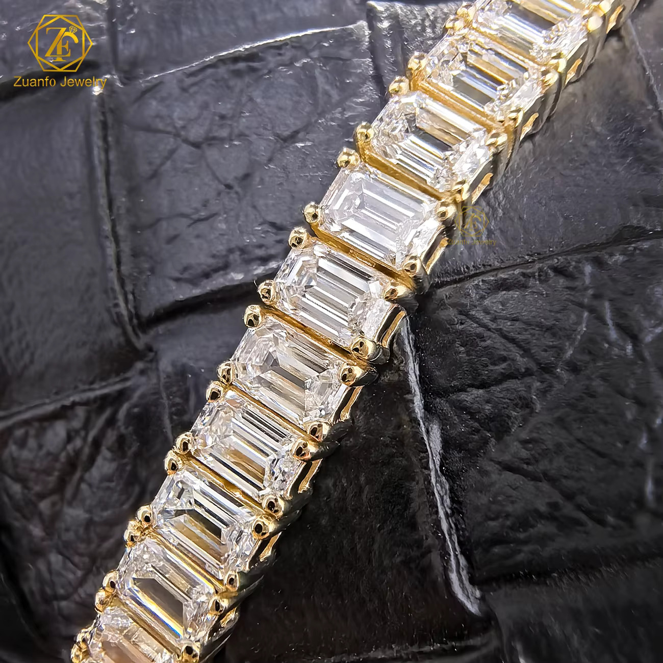 Latest Design Fine Jewelry VVS1 Lab Diamonds Tennis Bracelet Emerald Cut 14k Gold Lab Grown Diamond Tennis Chain