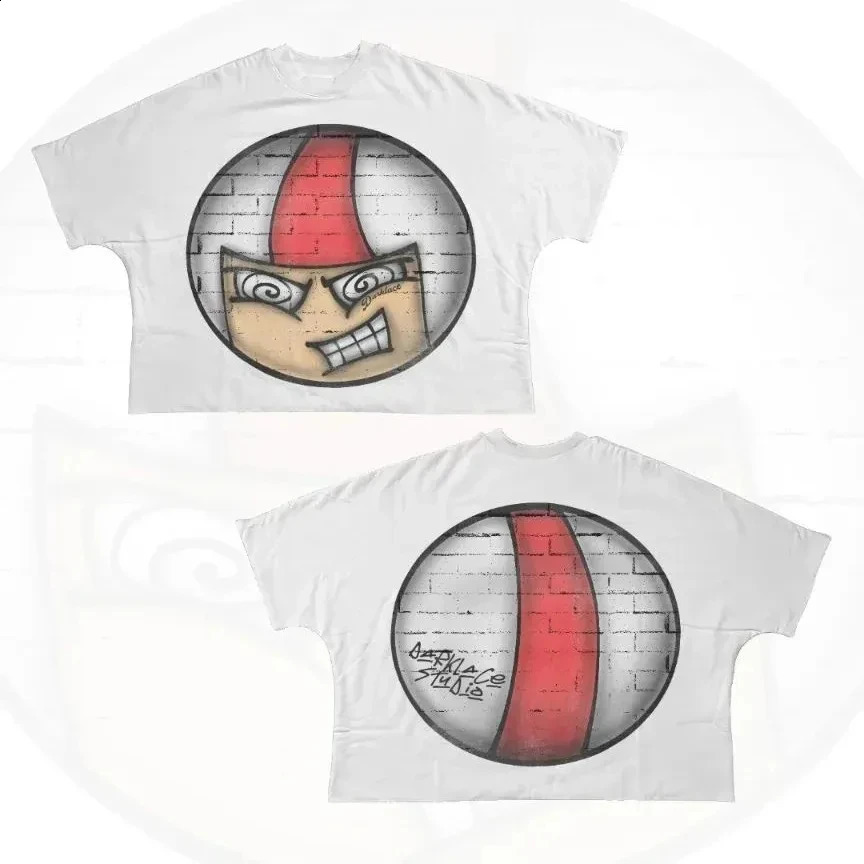 Street clothing Tshirt hiphop fun cartoon graphic printing oversized Harajuku Gothic cotton short sleeved mens 250227Z