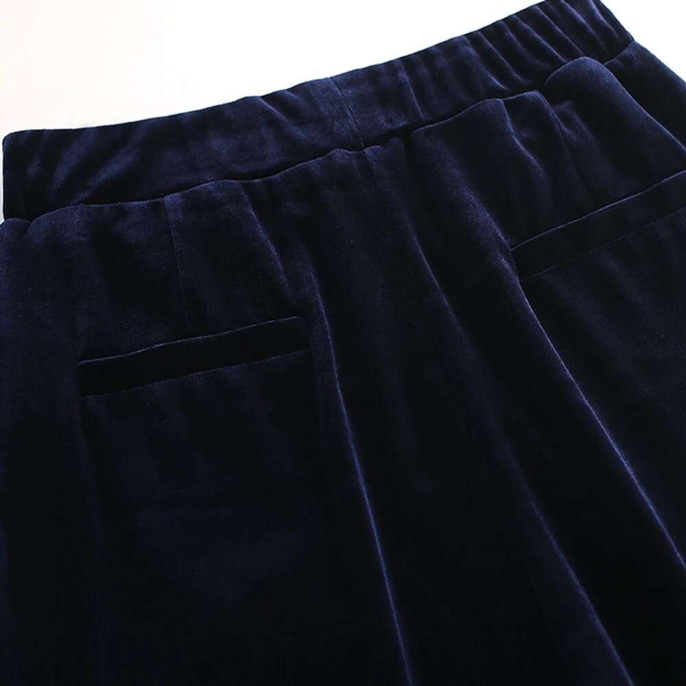 Korean High Elastic Waist Women's Harlan Pants 2023 Spring And Autumn New Golden Veet Wide Leg Pantsversatile Casualpant