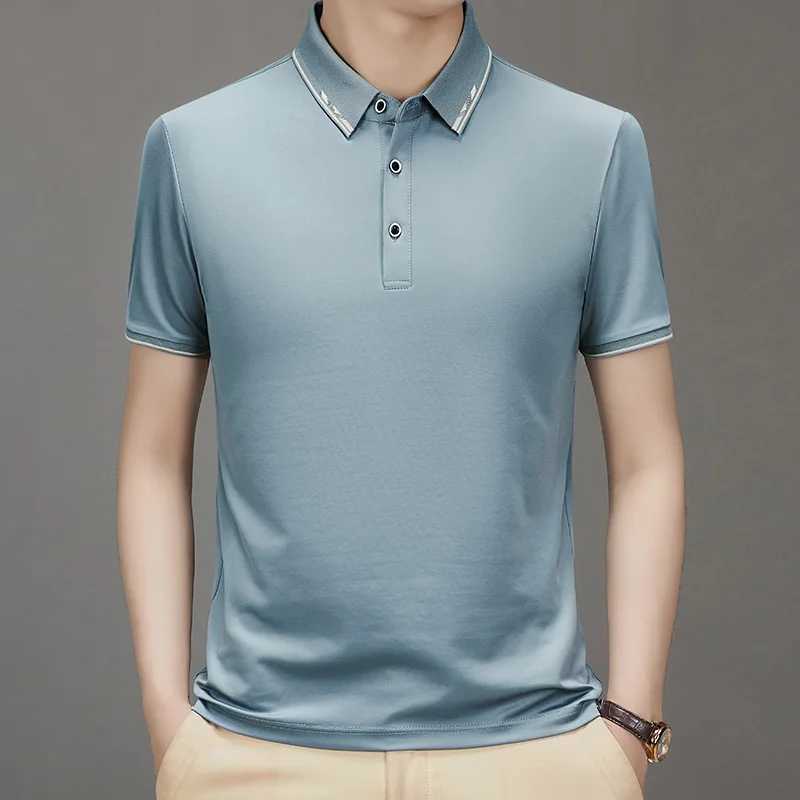 2025 Summer New Style Mens Middle-aged and Young Lapels with Mulberry Silk Fashion Casual Short-sleeved T-shirt POLO Shirt X250306