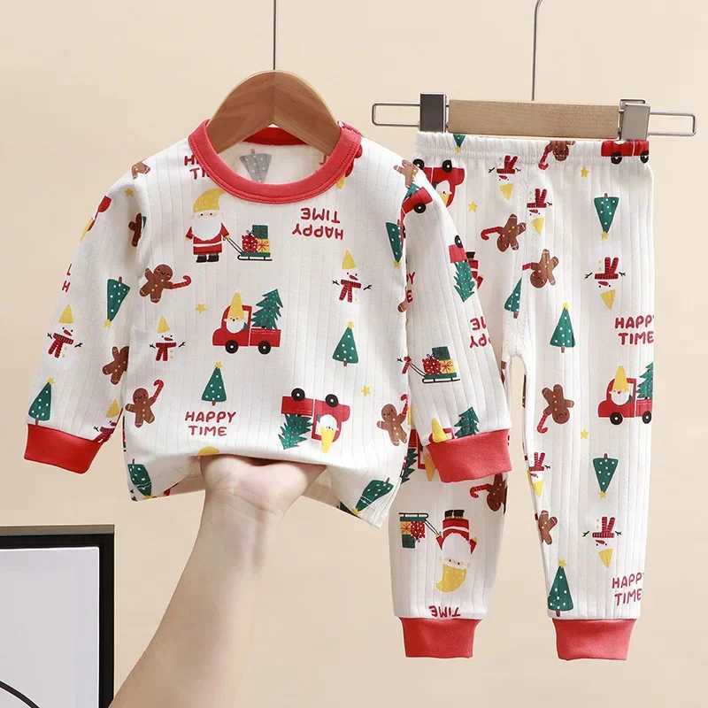 New 2024 Childrens Pure Cotton Pajamas Boys and Girls Cartoon Long Sleeve T-shirt+Pants Baby Spring/Summer Autumn Pajama Set M250306