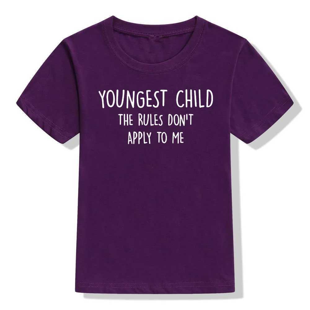 Youngest Child The Rules Dont Apply To Me Funny Kids Tshirt Toddler Boys Girls Short Sleeve T-shirt Casual Children T-shirtsT250306