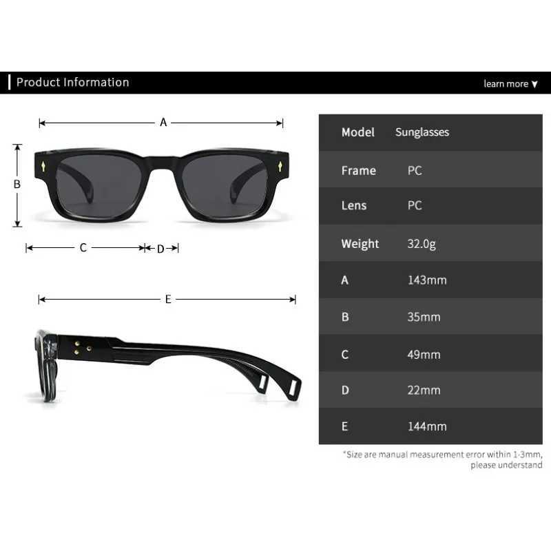 Fashion Brand Designer Gradient Shades UV400 Men Trending Rivets Punk Sun Glasses High Quality Women Retro Square SunglassesXJ250306