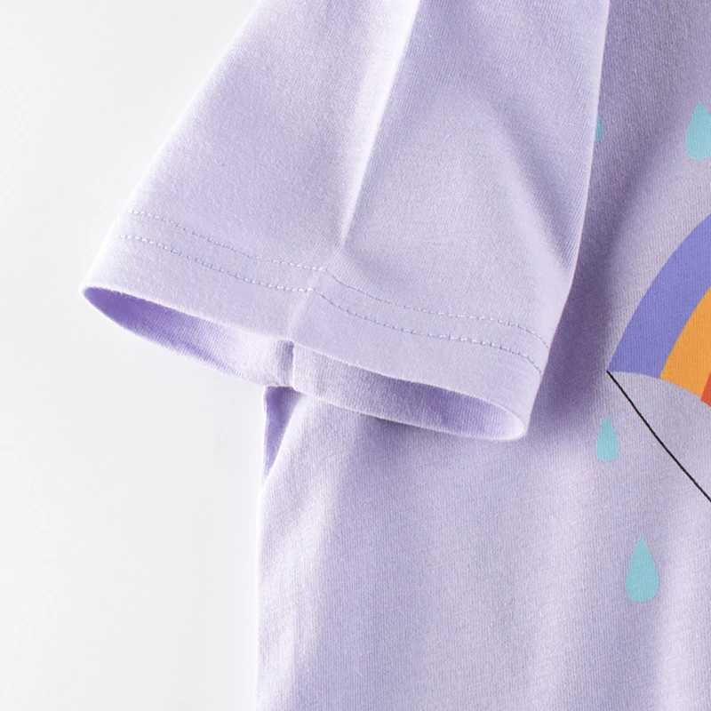 2025 Summer New Cartoon Rainbow T-Shirt for Girls Childrens Clothing Cute Short Sleeve Cotton Top Tees Kids Outfit 2-10YT250306