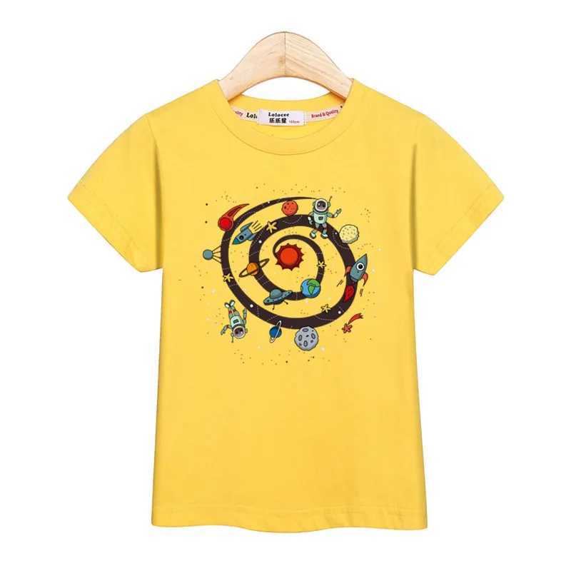 2024 New Astronaut Short Sleeved T-shirt Baby Boys Summer Tops Kids Cartoon Cotton Shirt 3-14TT250306