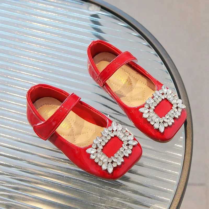 Size 21-35 Kids Shoes For Girl Red Black Oxfords Spring Autumn Toddler Mary Jane Shoes School Girls Dress Dance Flat ShoesT250306