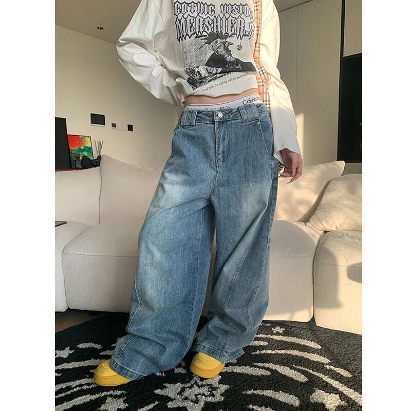 Y2k Vintage High Waist Haruku Loose Jeans Pants Korean Fashion Women's Grunge Wide Leg Oversized Denim Trouser Female Clothes