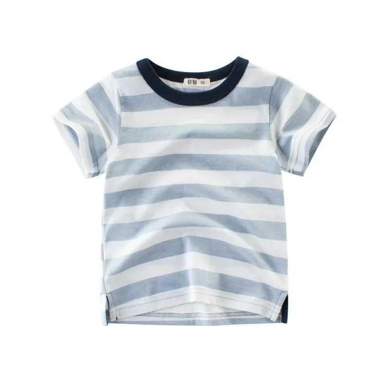 2025 Summer Clothes Boys T Shirt Striped Girls Kids Children Tops Cotton Clothing Short Sleeves T-Shirt Tee Brand Dropship 2-10YT250306