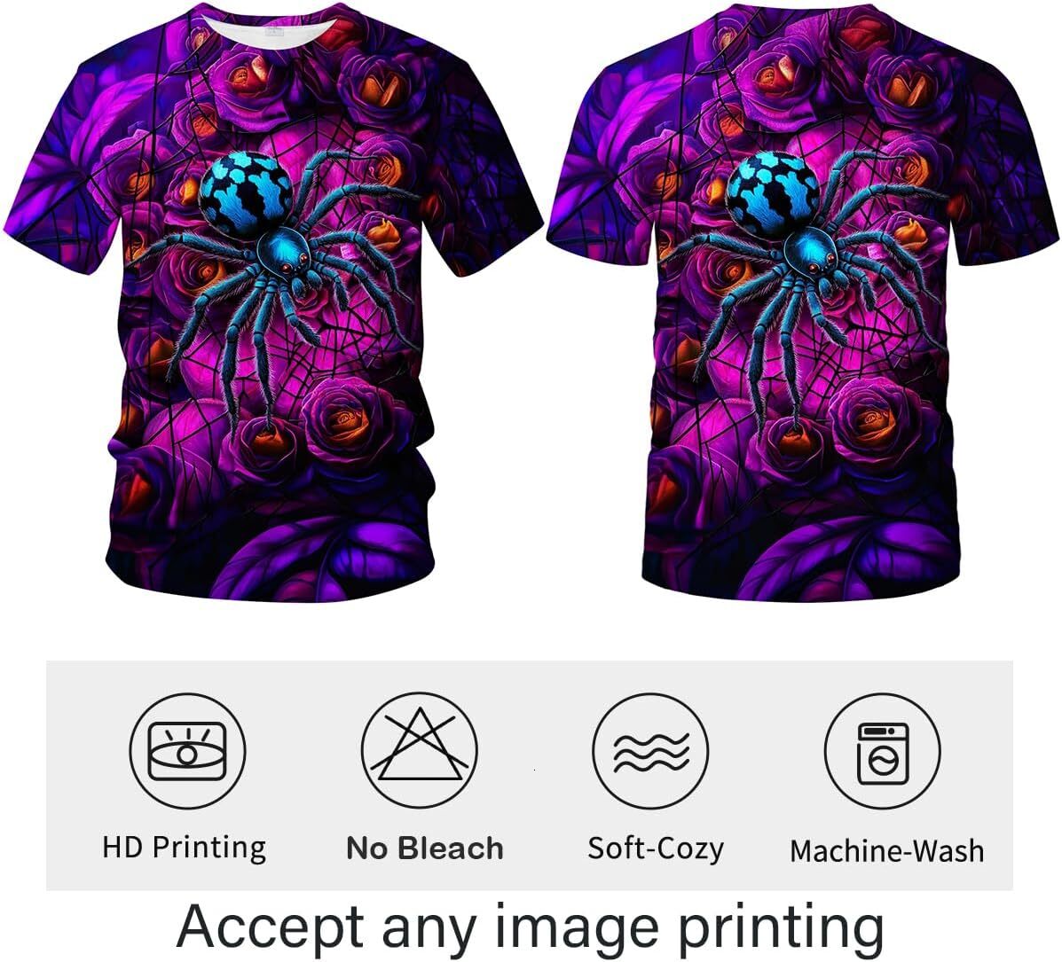 Mens T shirt Novelty Short Sleeve Crewneck Shirt Funny Spider Graphic T-Shirt tee Casual tops summer clothes