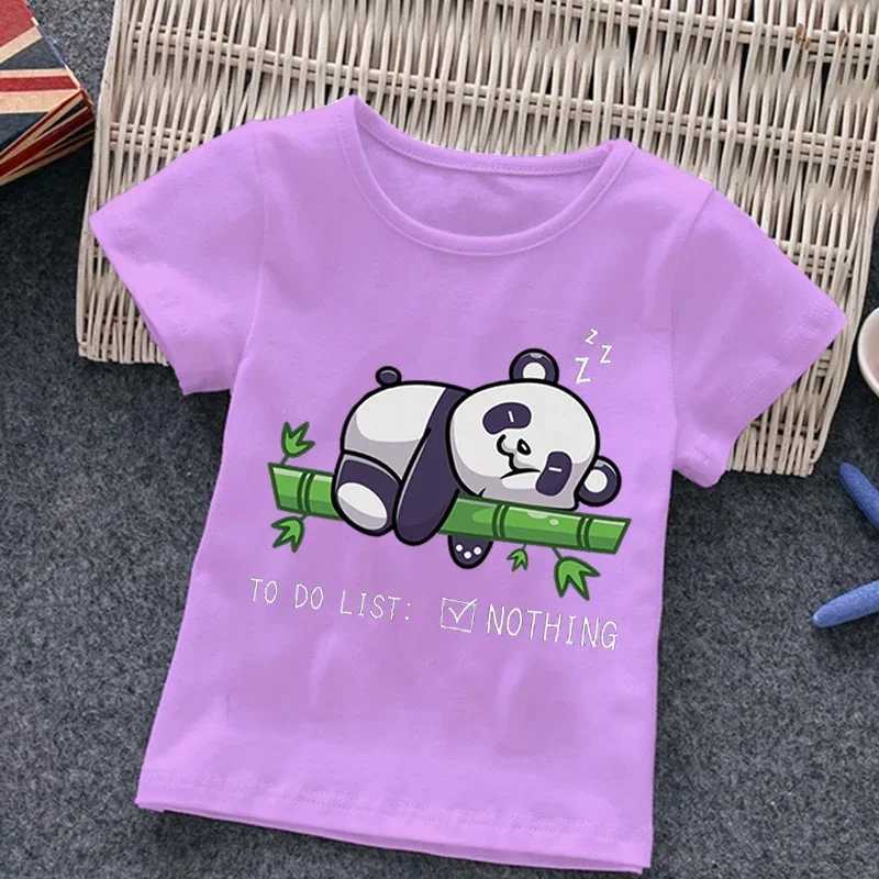2022 Summer Kids Fashion Cartoon T-Shirt Funny panda Print Boys Girl summer Tees Children Harajuku Baby Tshirts 2-14Y Tops 2022T250306