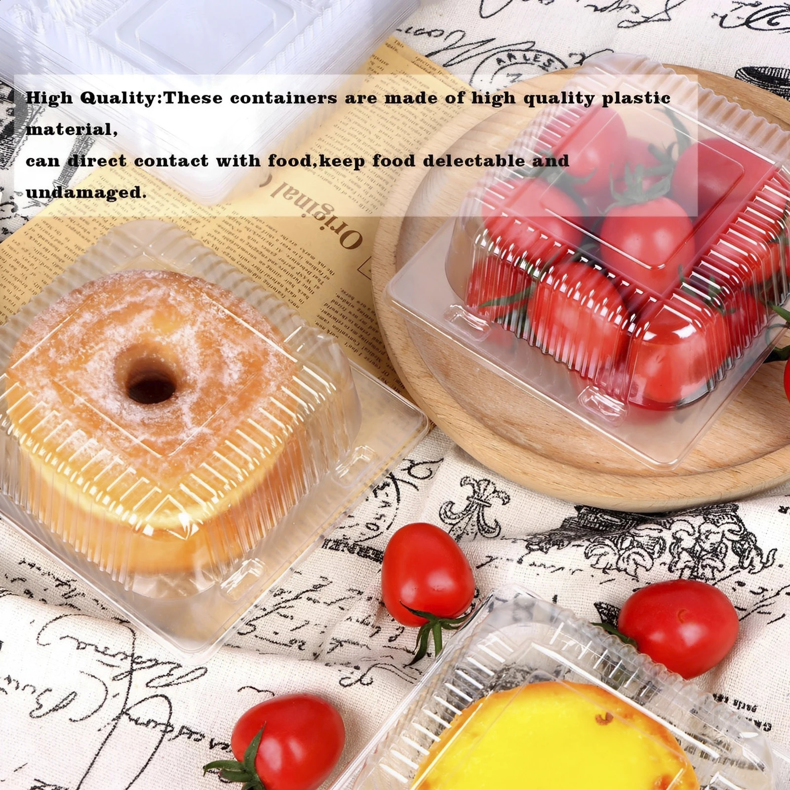 100Pcs Cake Slice Boxes Disposable Food Container with Lid Stackable Clear Storage Box for Pie Cupcake Dessert Kitchenware 250304