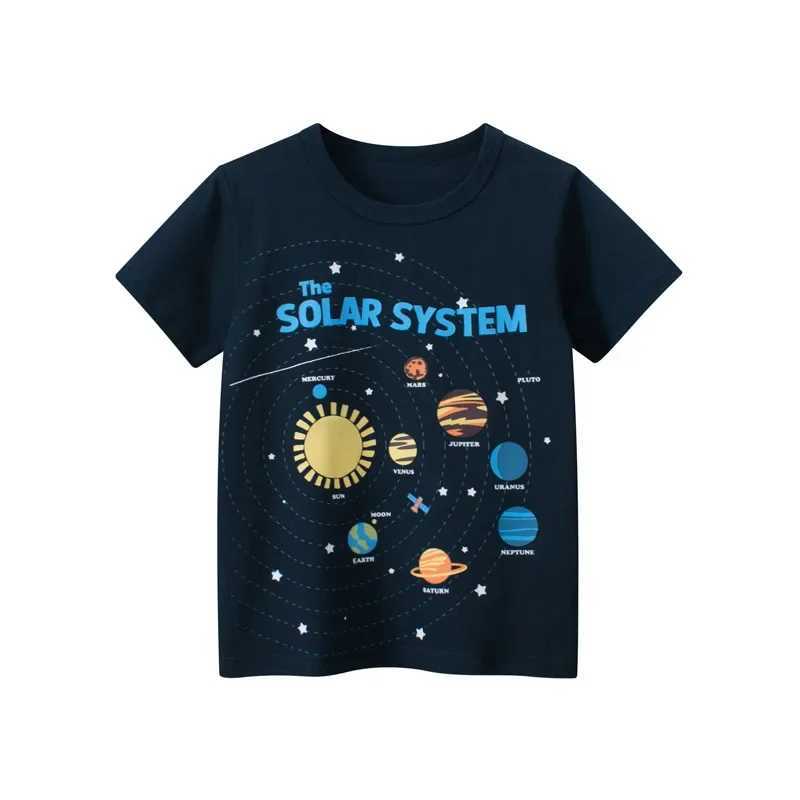 2025 New Toddler Kid Baby Boys Girls Clothes Summer Cotton T Shirt Short Sleeve Cartoon Space Children Top Infant OutfitT250306